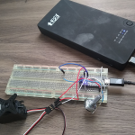 Photograph 2 of assembled circuit on breadboard with power bank